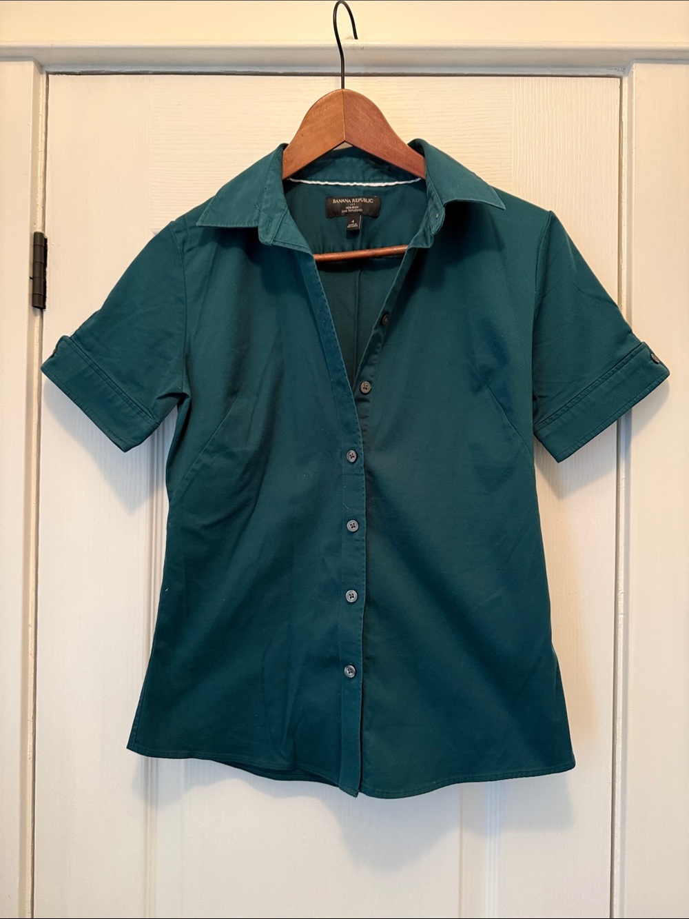 Banana Republic Short Sleeve Button-Up Shirt Teal Green